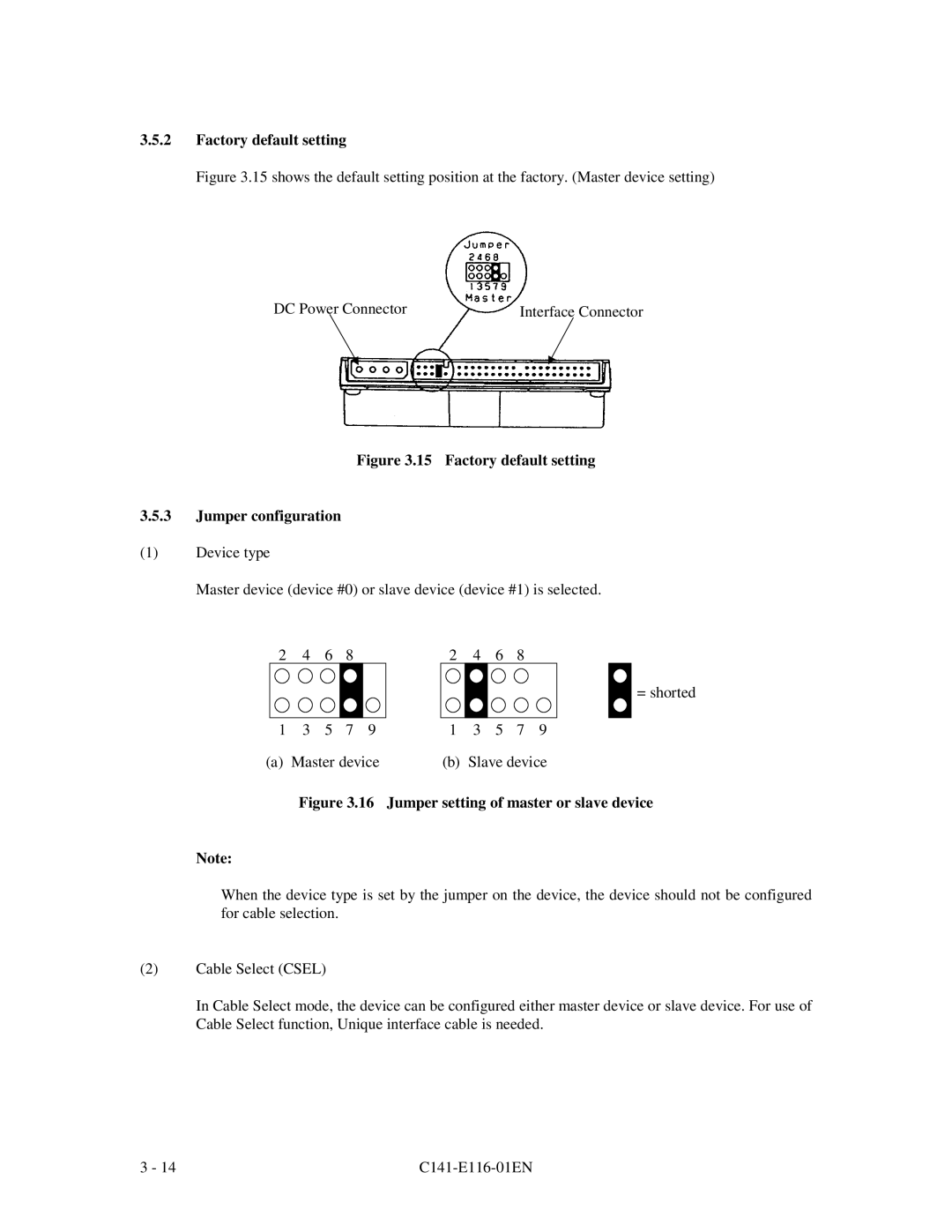 Fujitsu MPG3XXXAH-E manual Factory default setting Jumper configuration 