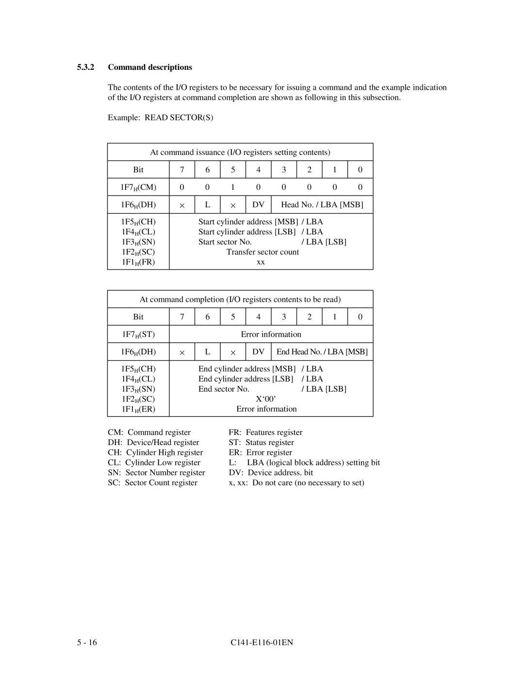 Fujitsu MPG3XXXAH-E manual Command descriptions, Lba Lsb 