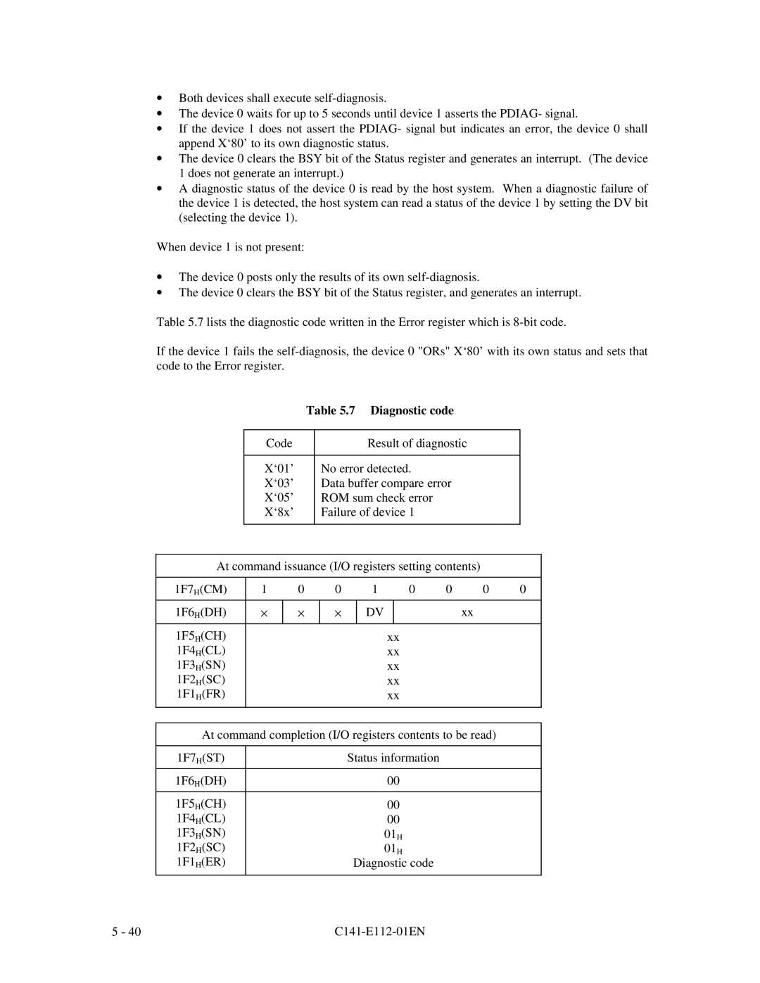 Fujitsu MPG3XXXAH manual 7 Diagnostic code 
