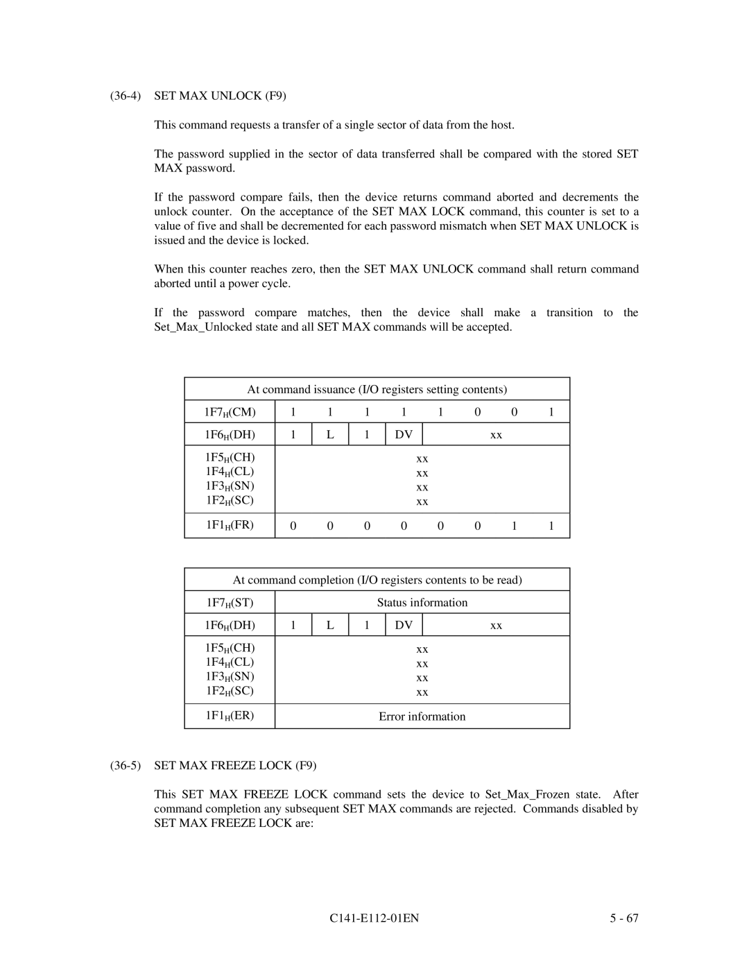 Fujitsu MPG3XXXAH manual SET MAX Freeze Lock F9 