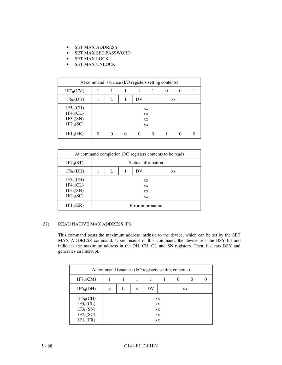 Fujitsu MPG3XXXAH manual Read Native MAX Address F8 