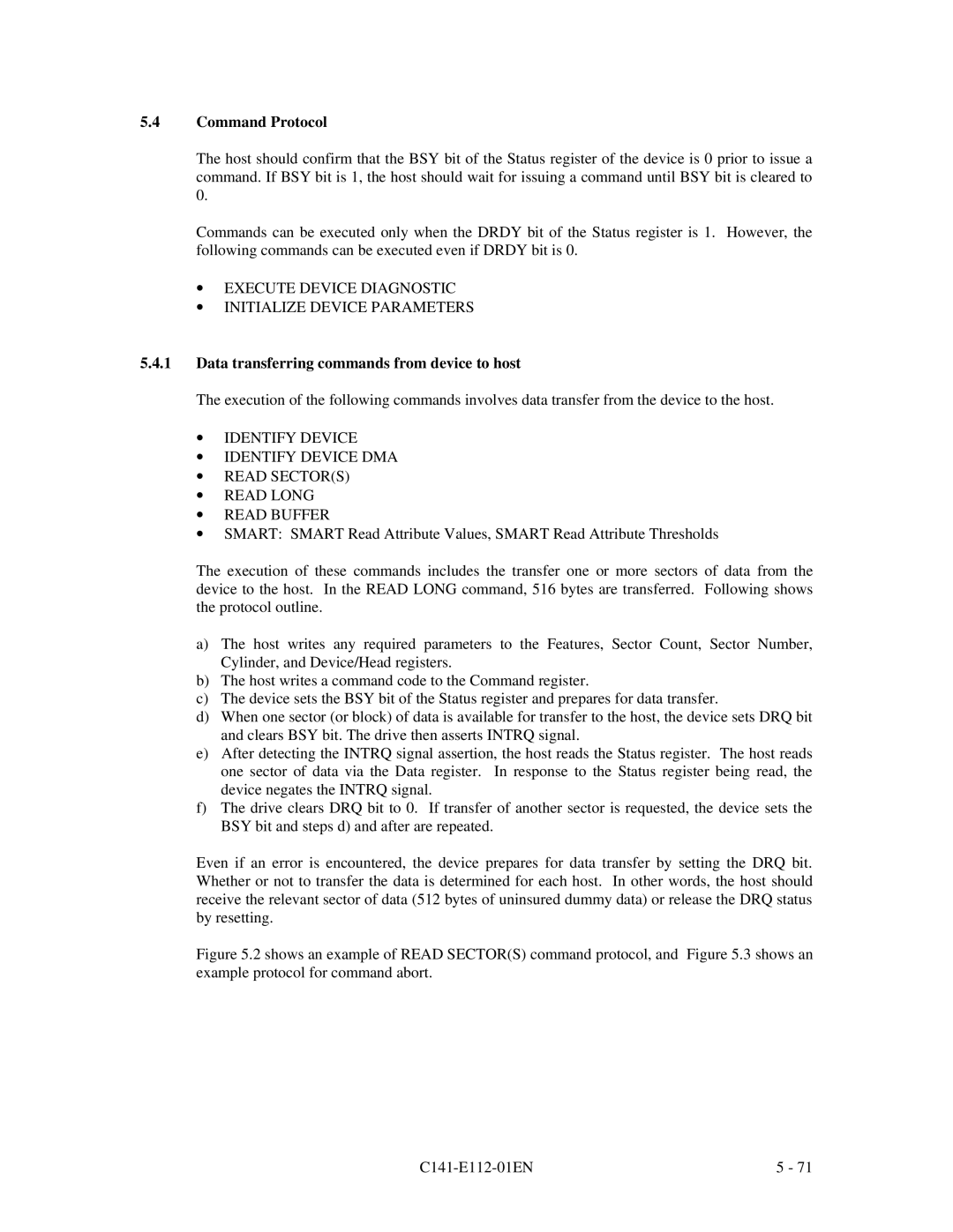 Fujitsu MPG3XXXAH manual ∙ Execute Device Diagnostic ∙ Initialize Device Parameters 