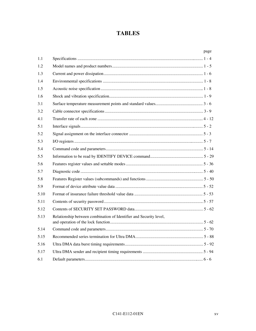 Fujitsu MPG3XXXAH manual Tables 