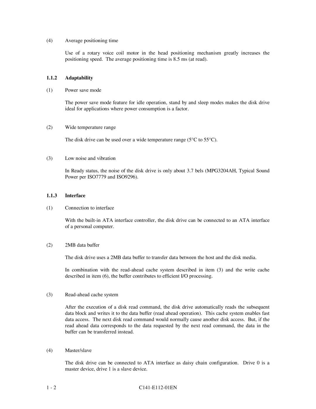 Fujitsu MPG3XXXAH manual Adaptability, Interface 