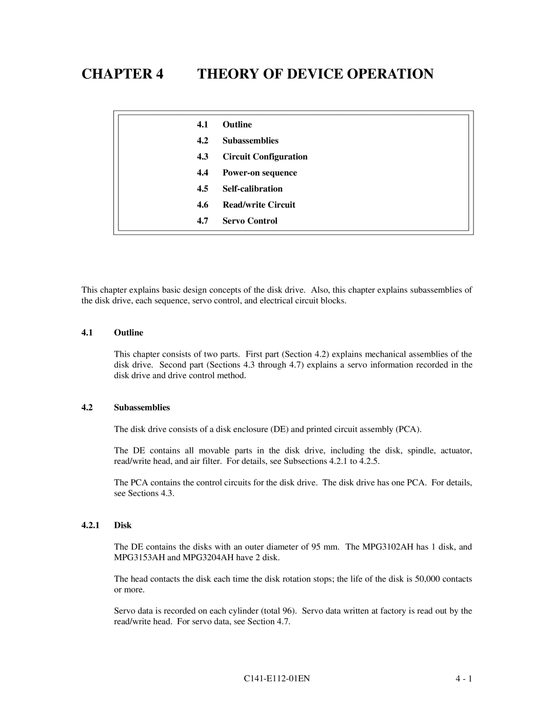 Fujitsu MPG3XXXAH manual Outline, Disk 