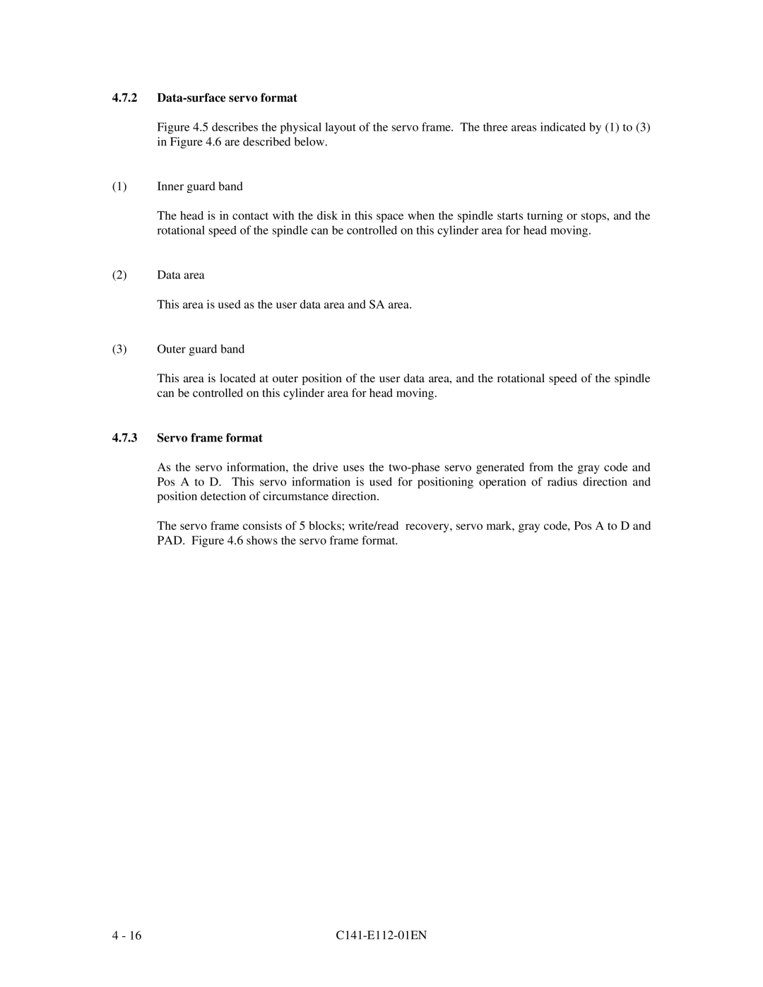 Fujitsu MPG3XXXAH manual Data-surface servo format, Servo frame format 