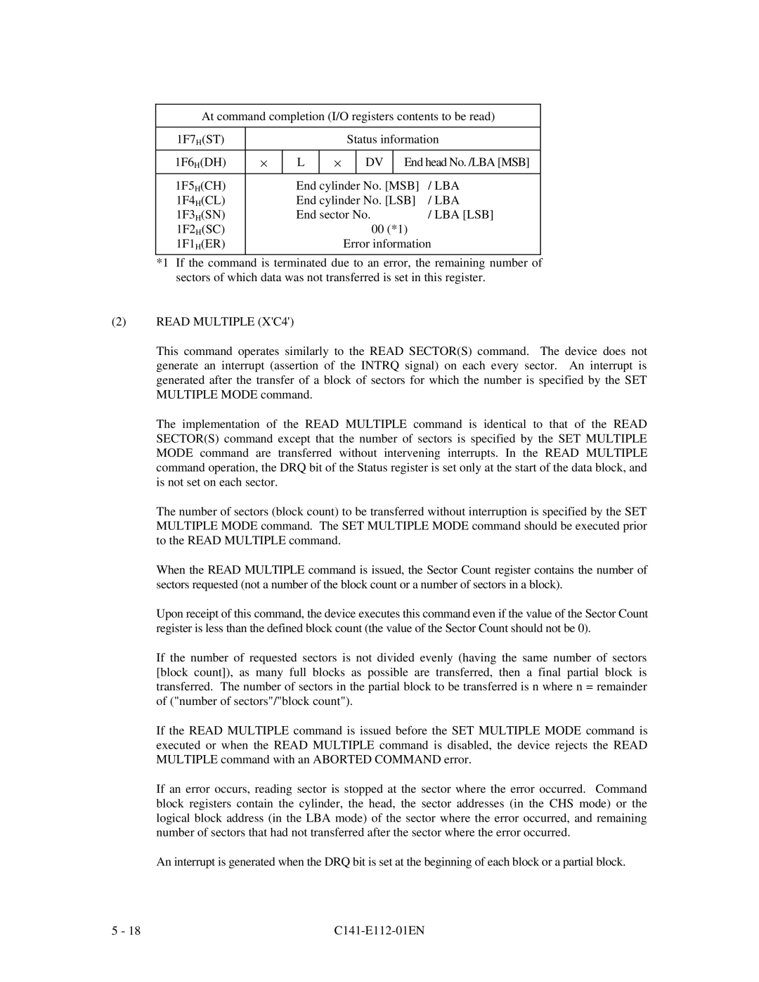 Fujitsu MPG3XXXAH manual Read Multiple XC4 