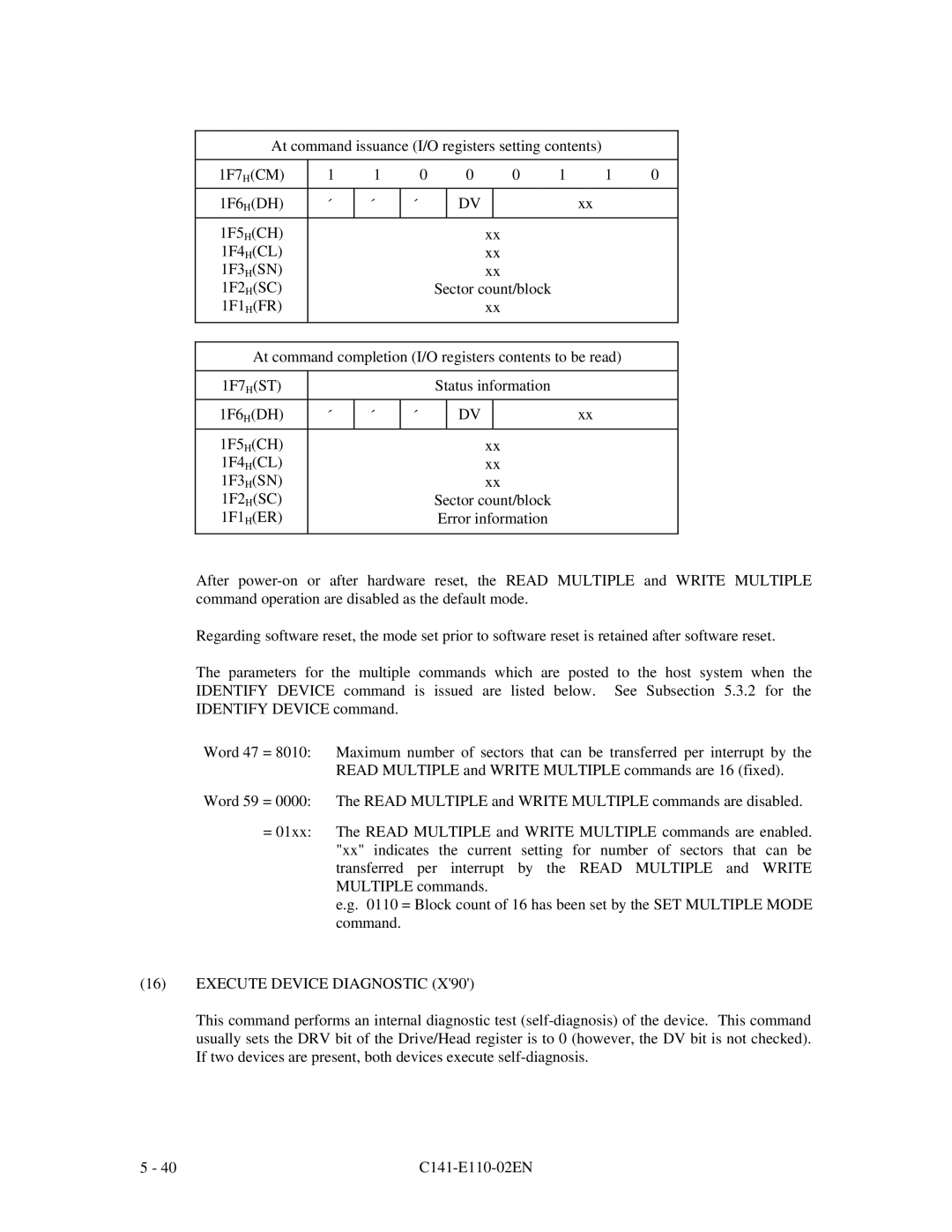 Fujitsu MPG3XXXAT manual Execute Device Diagnostic 