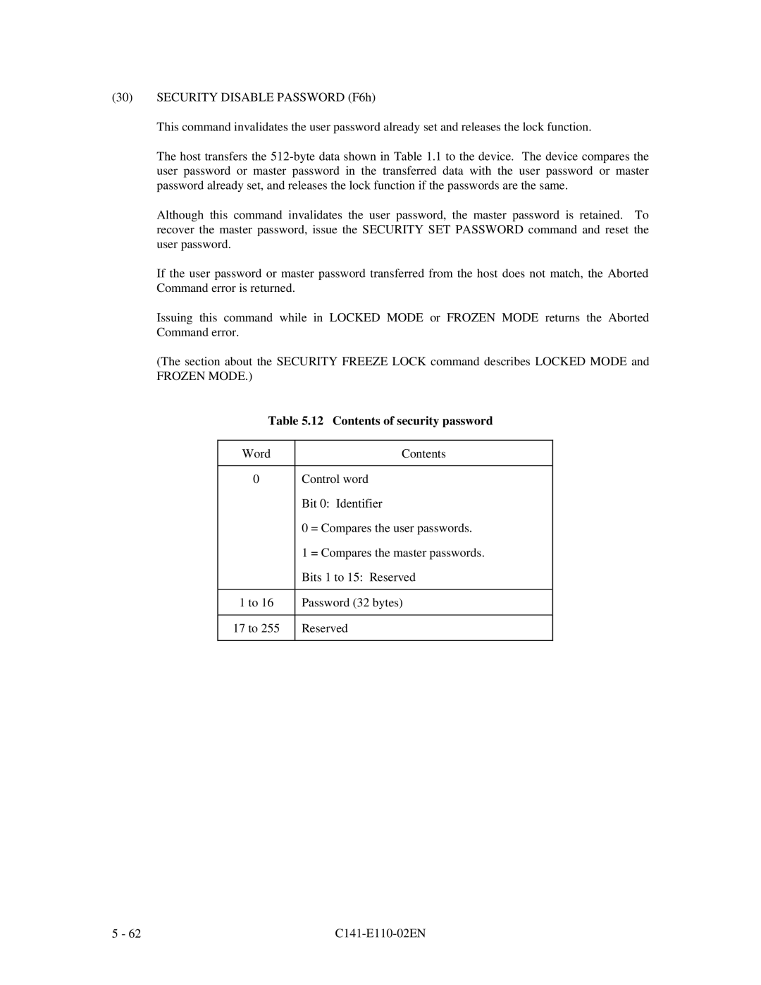 Fujitsu MPG3XXXAT manual Contents of security password 