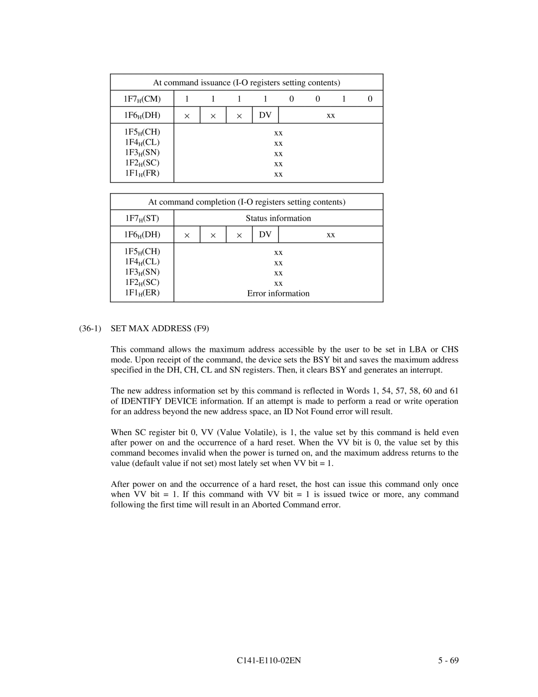 Fujitsu MPG3XXXAT manual SET MAX Address F9 