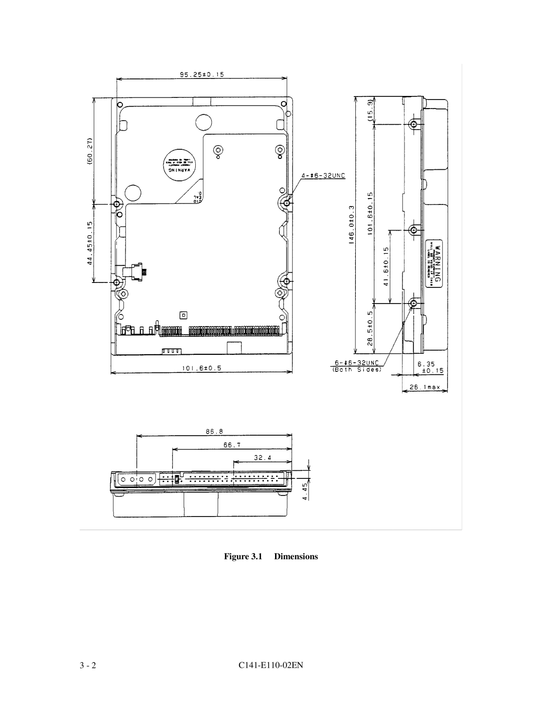 Fujitsu MPG3XXXAT manual Dimensions 