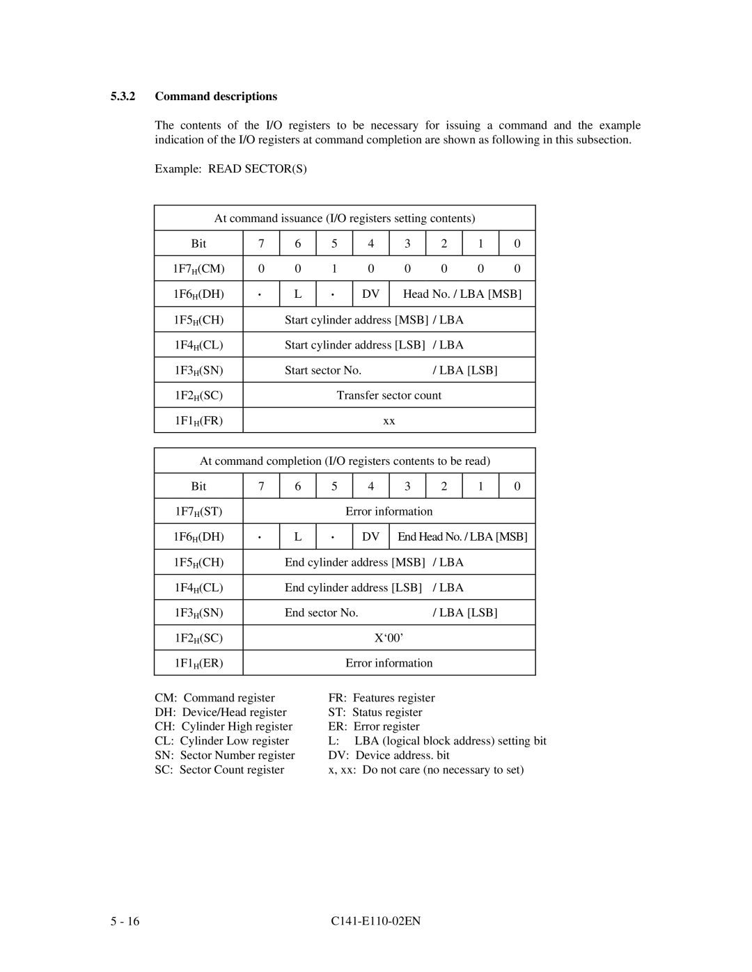 Fujitsu MPG3XXXAT manual Command descriptions, Lba Lsb 