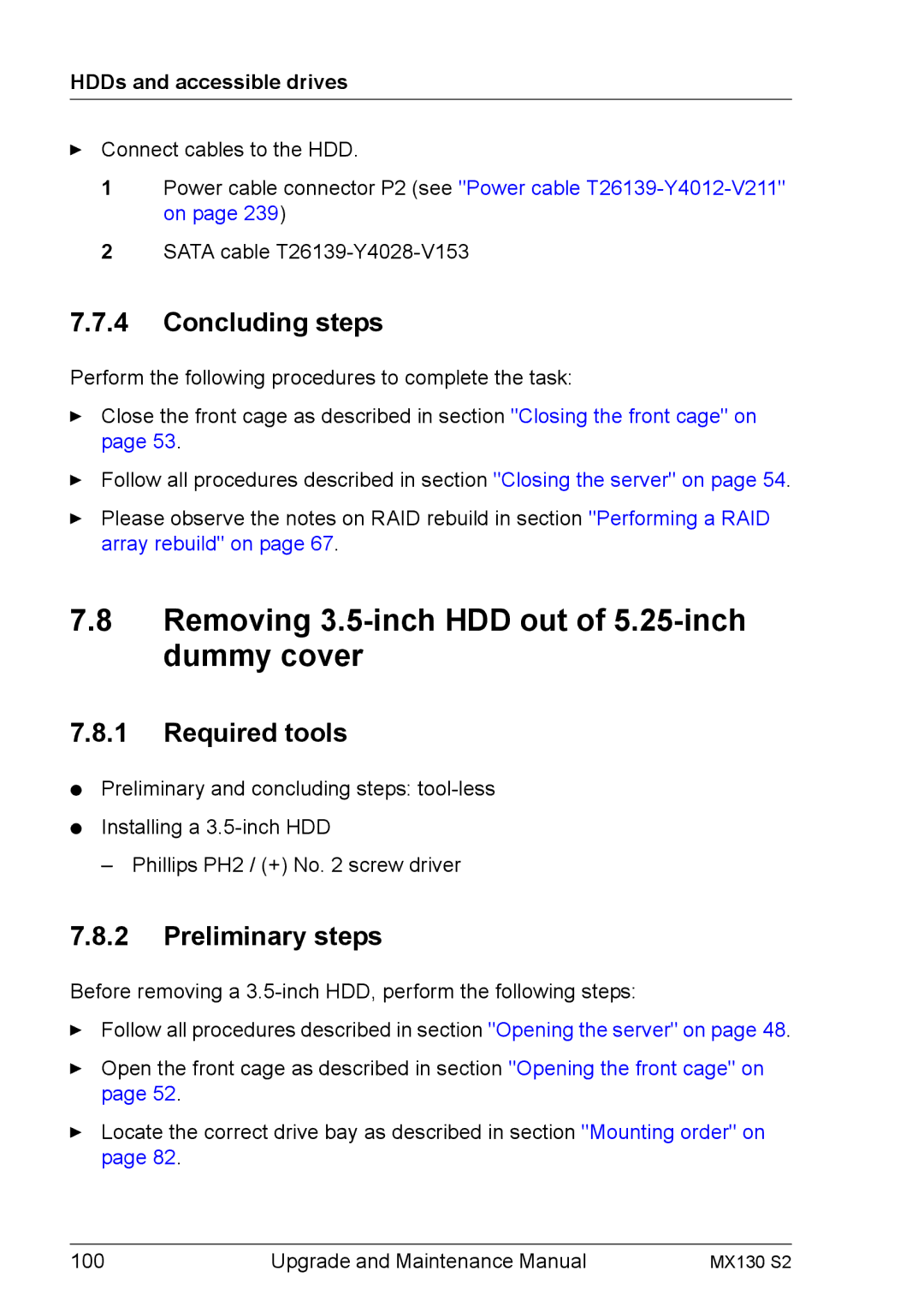 Fujitsu MX130 S2 manual Removing 3.5-inch HDD out of 5.25-inch dummy cover, Concluding steps 