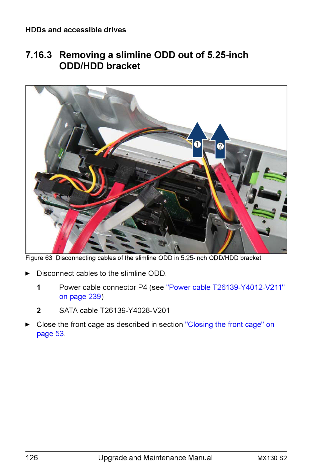 Fujitsu MX130 S2 manual Removing a slimline ODD out of 5.25-inch ODD/HDD bracket 