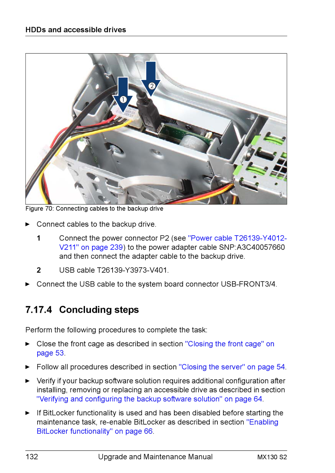 Fujitsu MX130 S2 manual Connect cables to the backup drive 