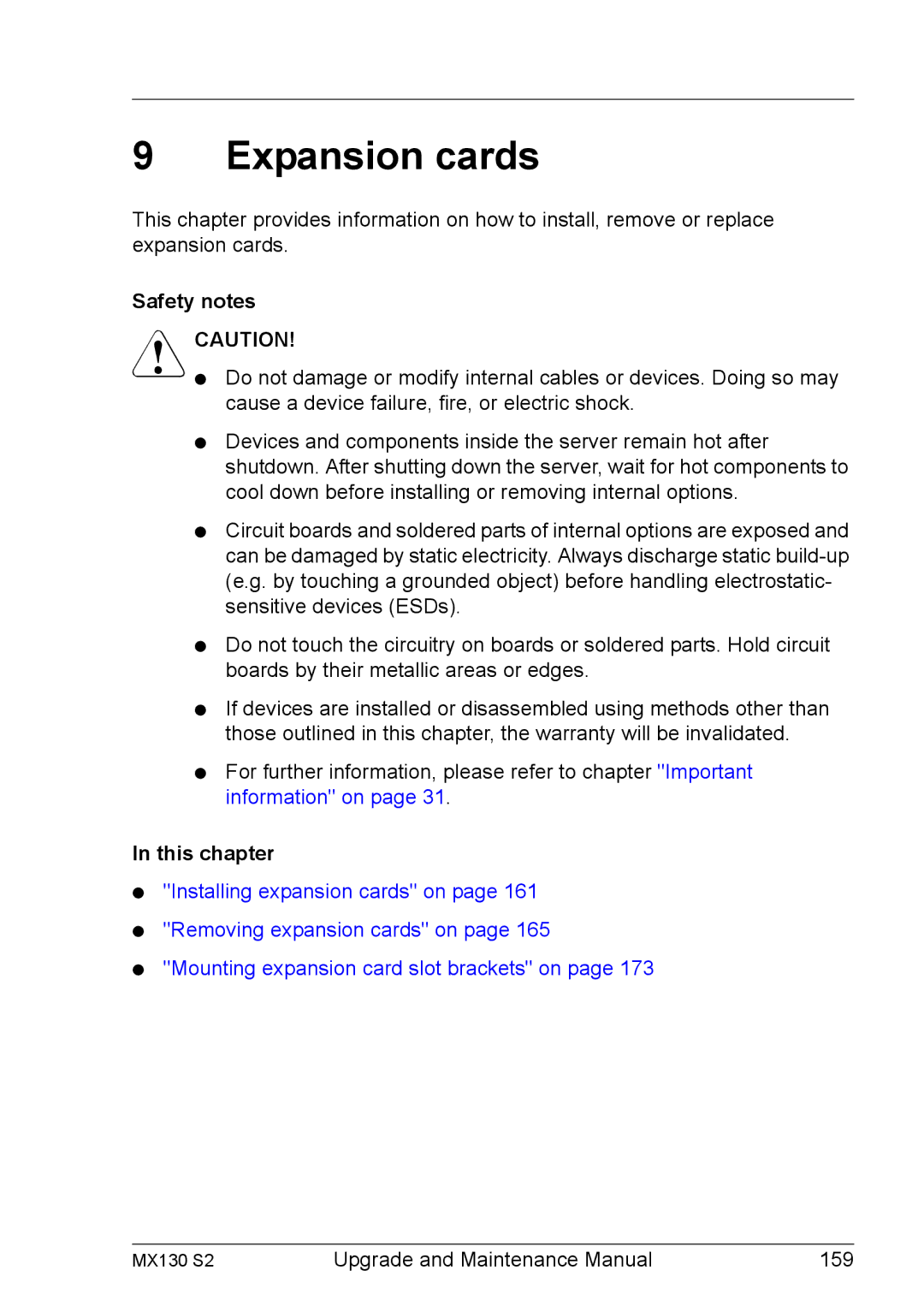 Fujitsu MX130 S2 manual Expansion cards, Safety notes 