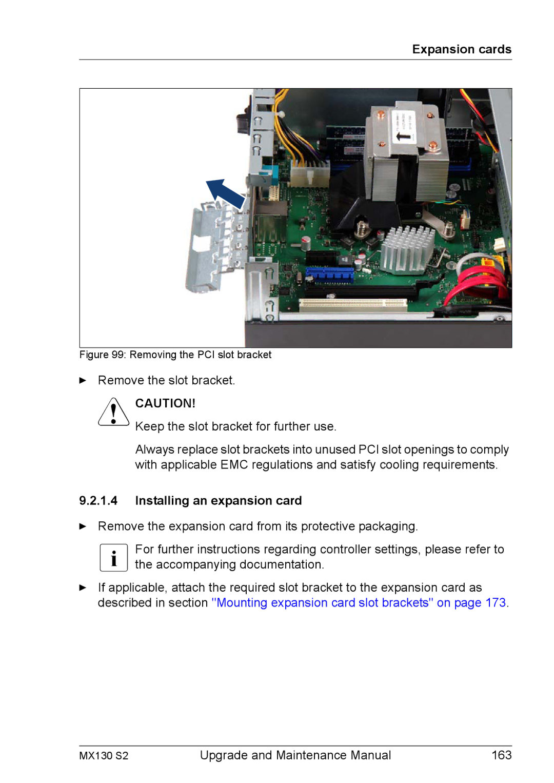 Fujitsu MX130 S2 manual Keep the slot bracket for further use, Installing an expansion card 