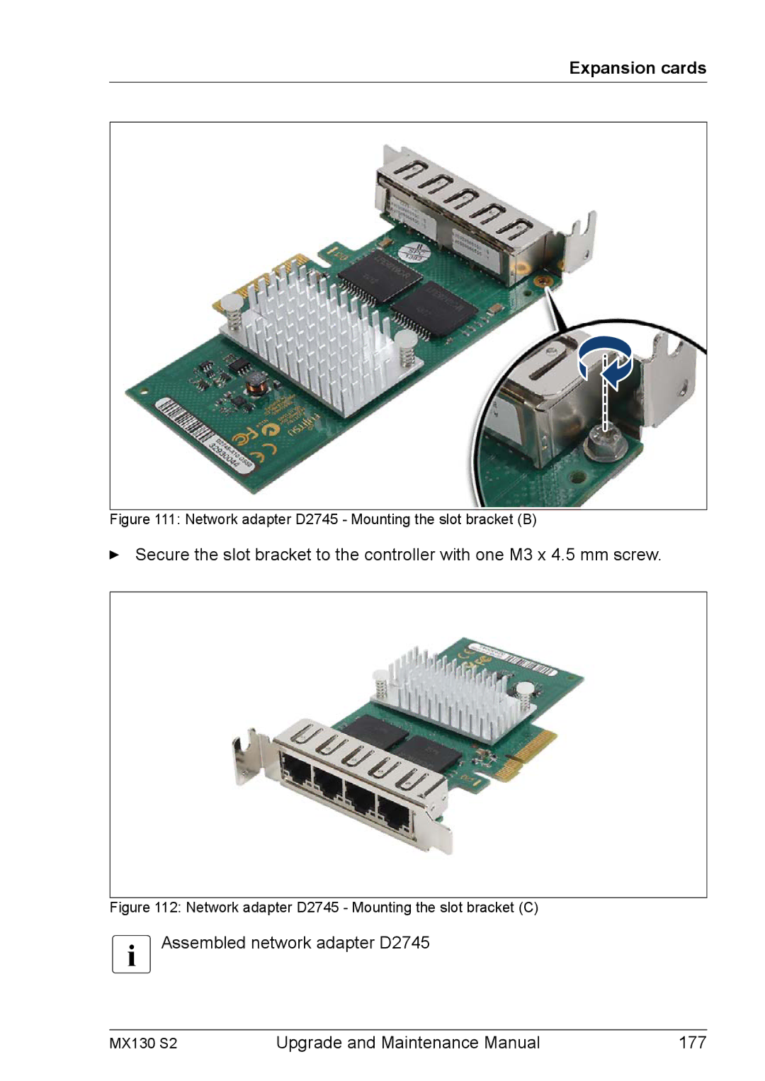 Fujitsu MX130 S2 manual Assembled network adapter D2745 