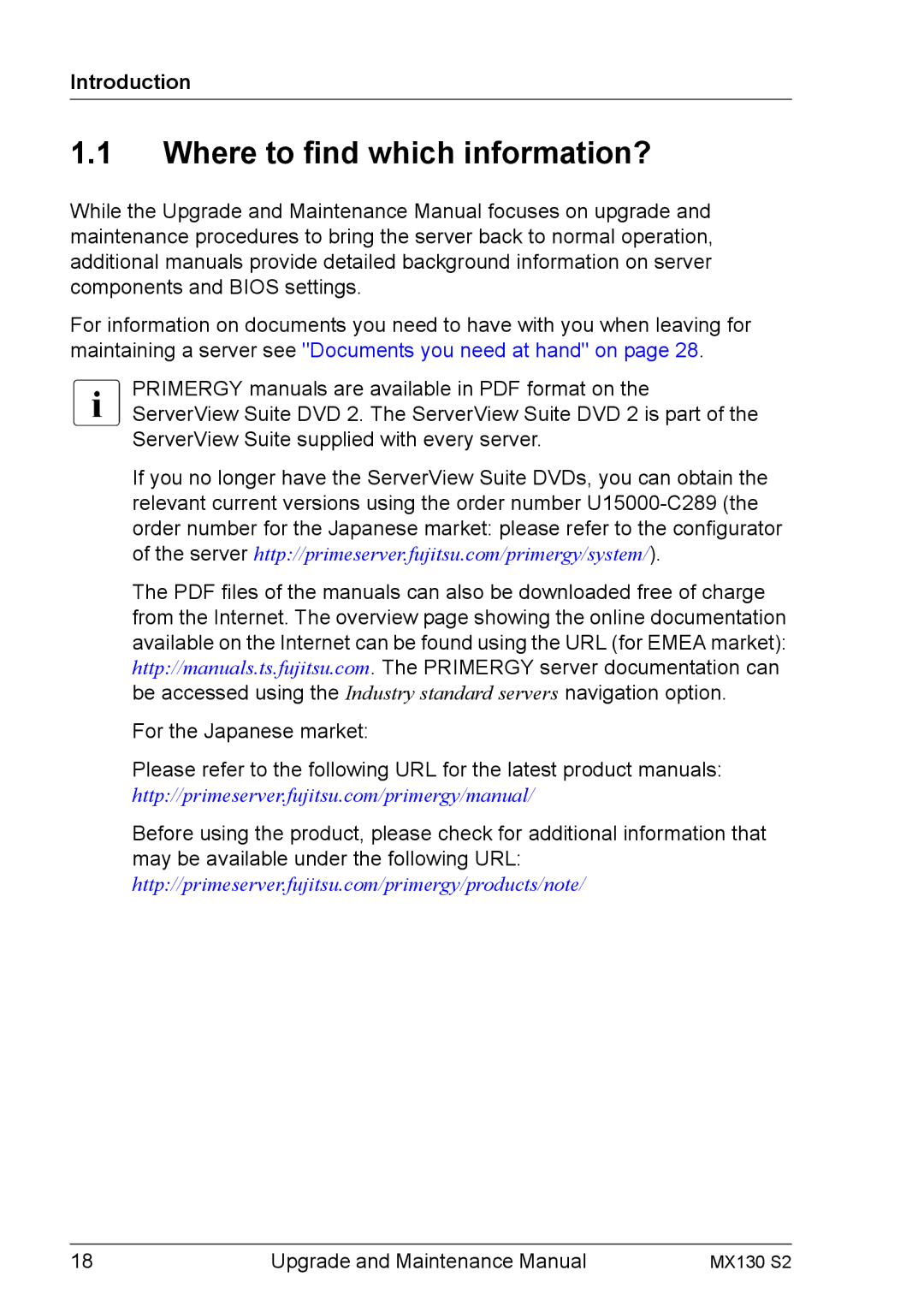 Fujitsu MX130 S2 manual Where to find which information?, Introduction 