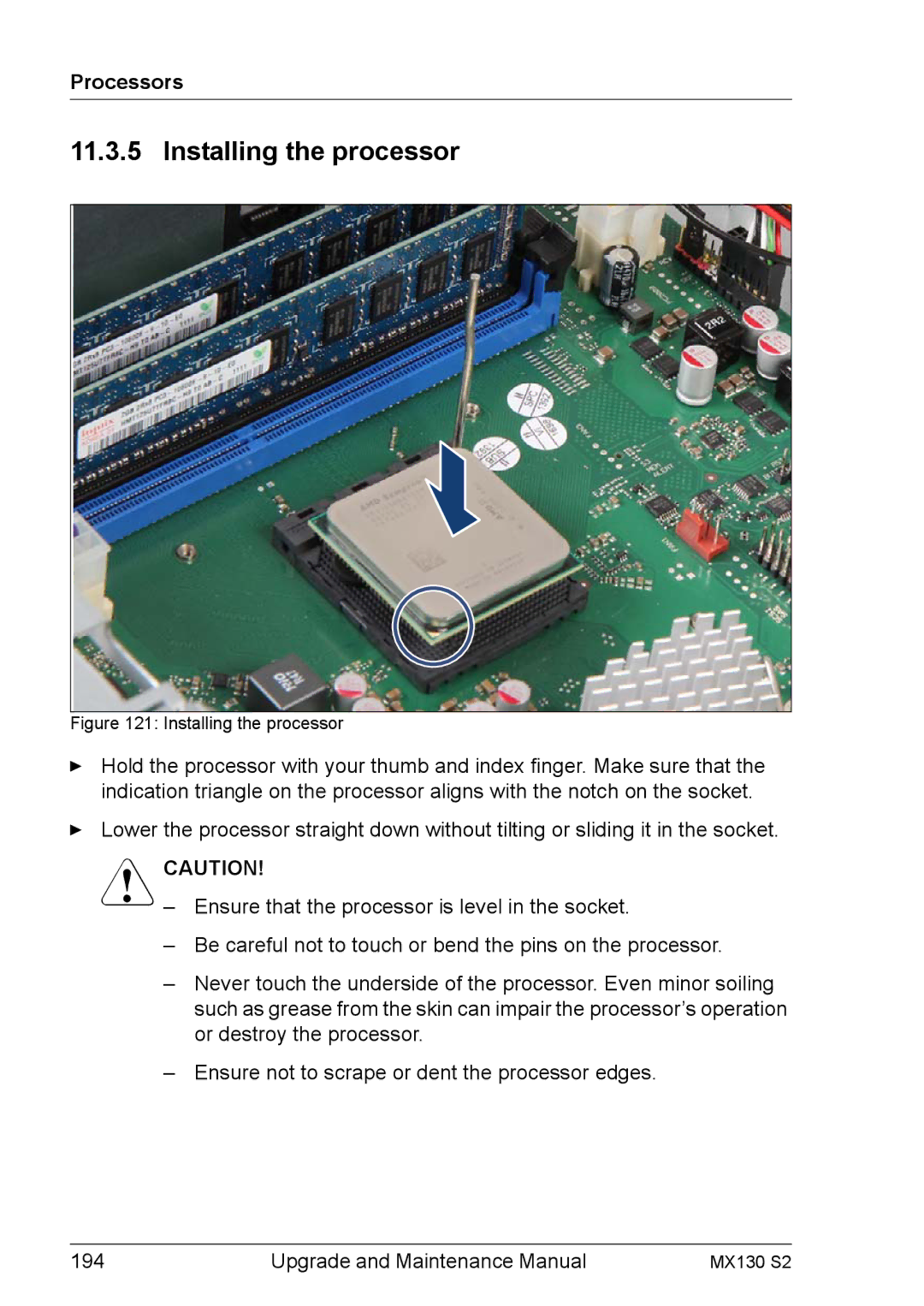 Fujitsu MX130 S2 manual Installing the processor 