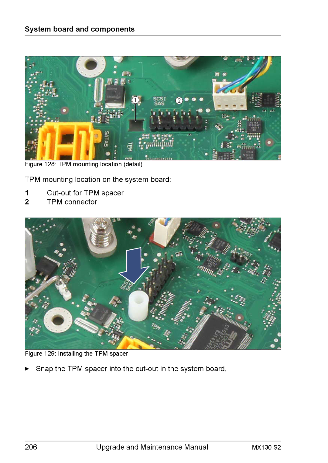 Fujitsu MX130 S2 manual TPM mounting location detail 