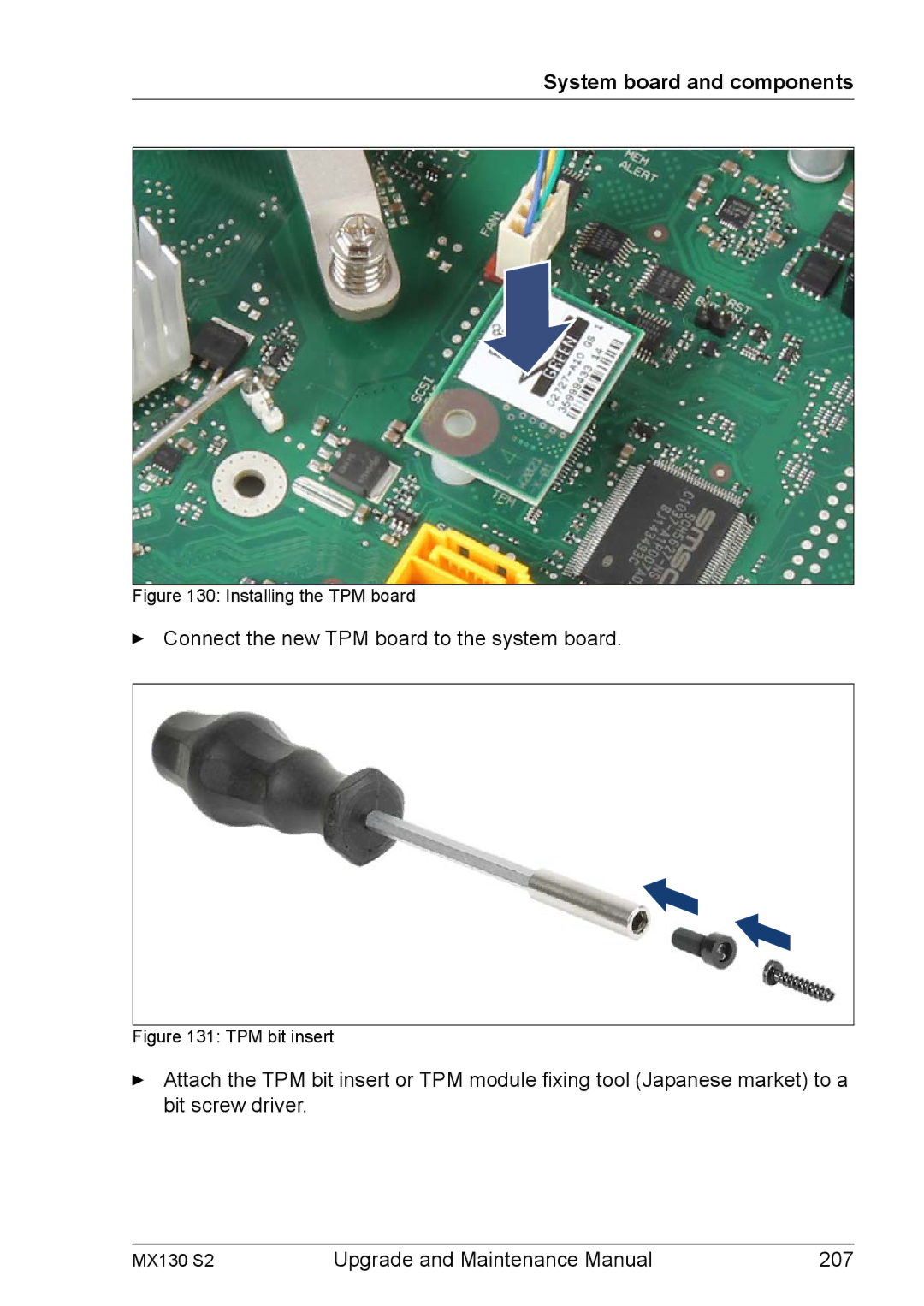 Fujitsu MX130 S2 manual Connect the new TPM board to the system board 