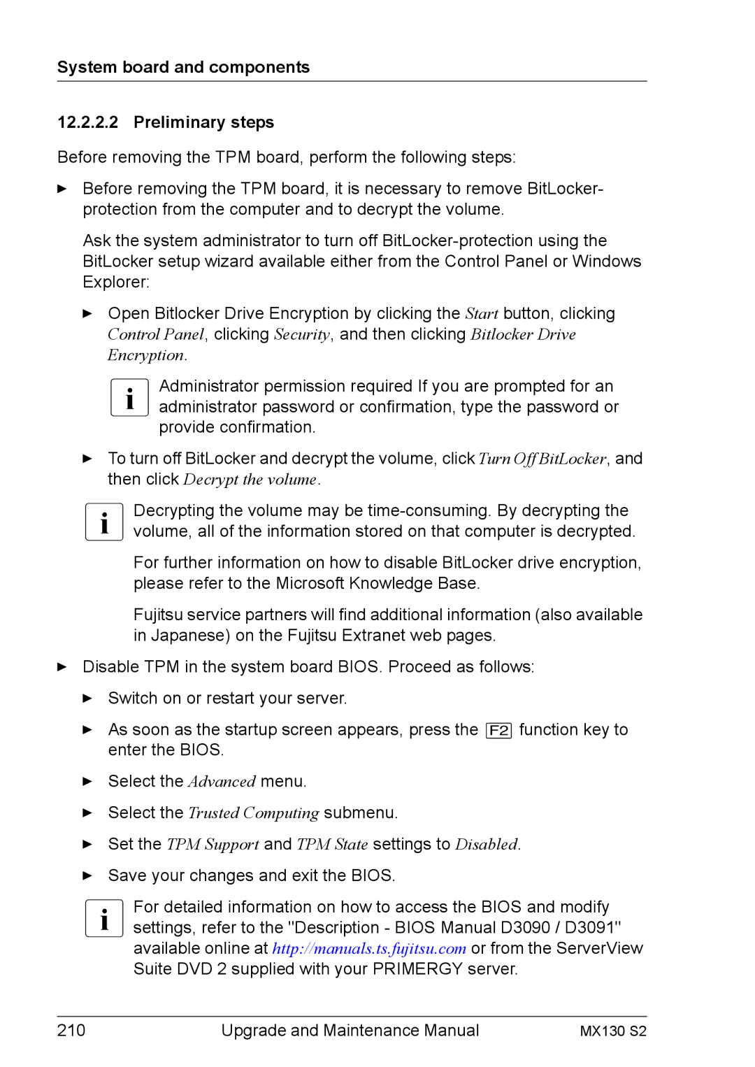 Fujitsu MX130 S2 manual System board and components Preliminary steps 