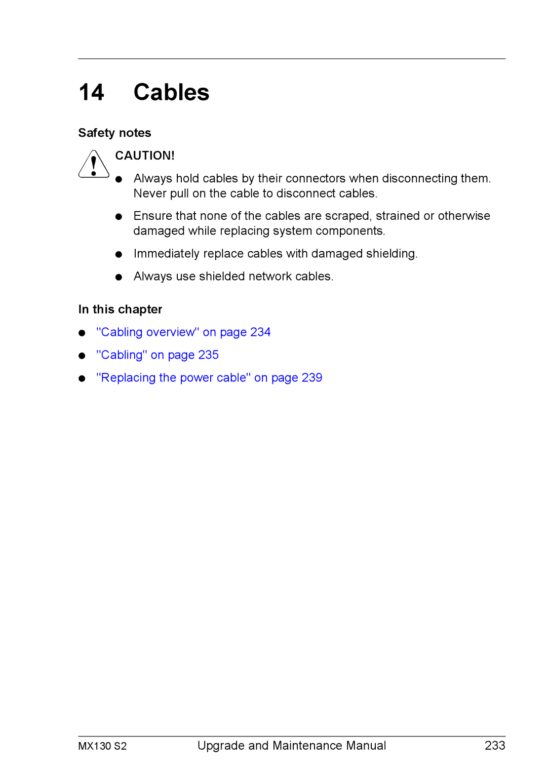 Fujitsu MX130 S2 manual Cables, Safety notes 