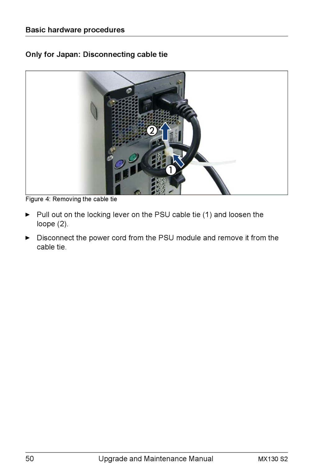 Fujitsu MX130 S2 manual Removing the cable tie 