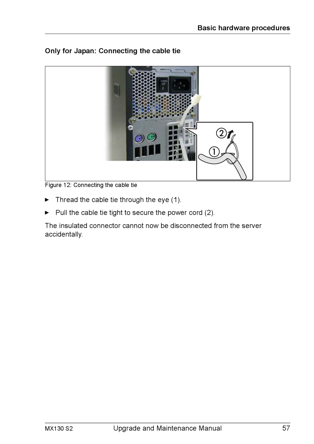 Fujitsu MX130 S2 manual Connecting the cable tie 