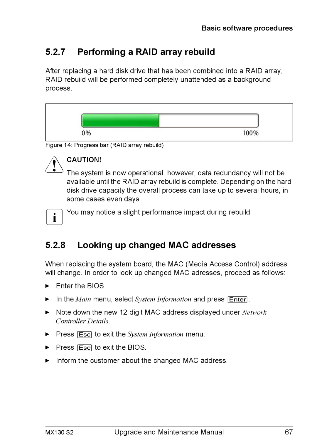 Fujitsu MX130 S2 manual Performing a RAID array rebuild, Looking up changed MAC addresses 