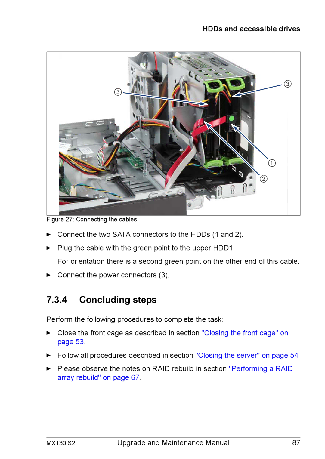 Fujitsu MX130 S2 manual Concluding steps, Connecting the cables 