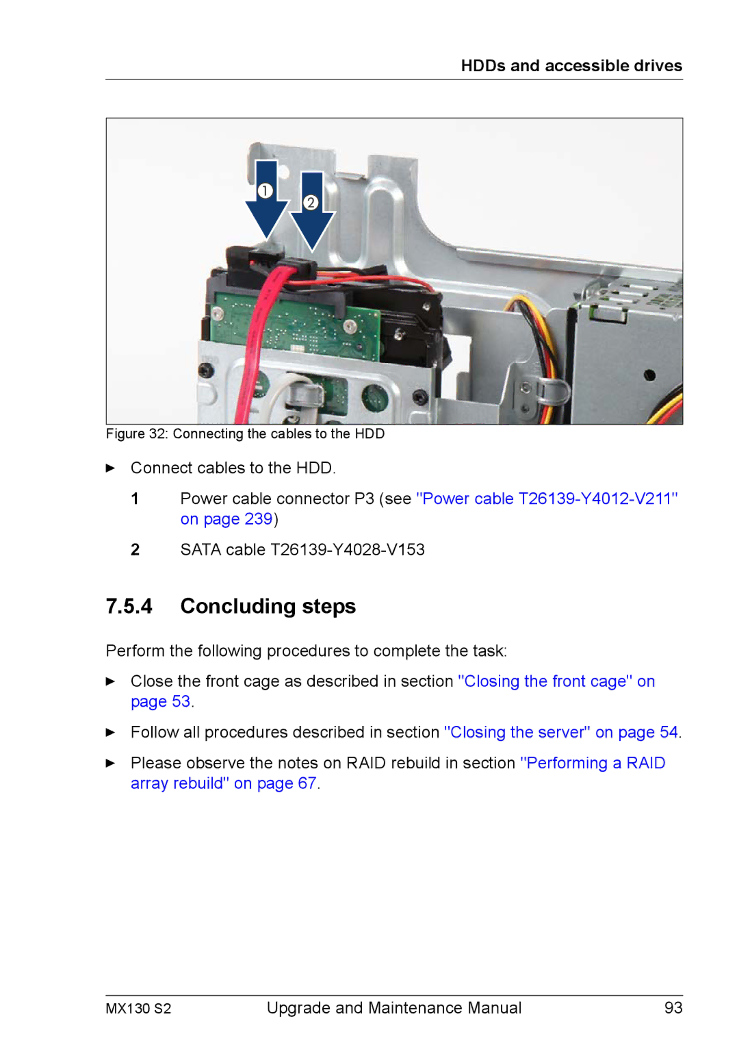 Fujitsu MX130 S2 manual Connecting the cables to the HDD 