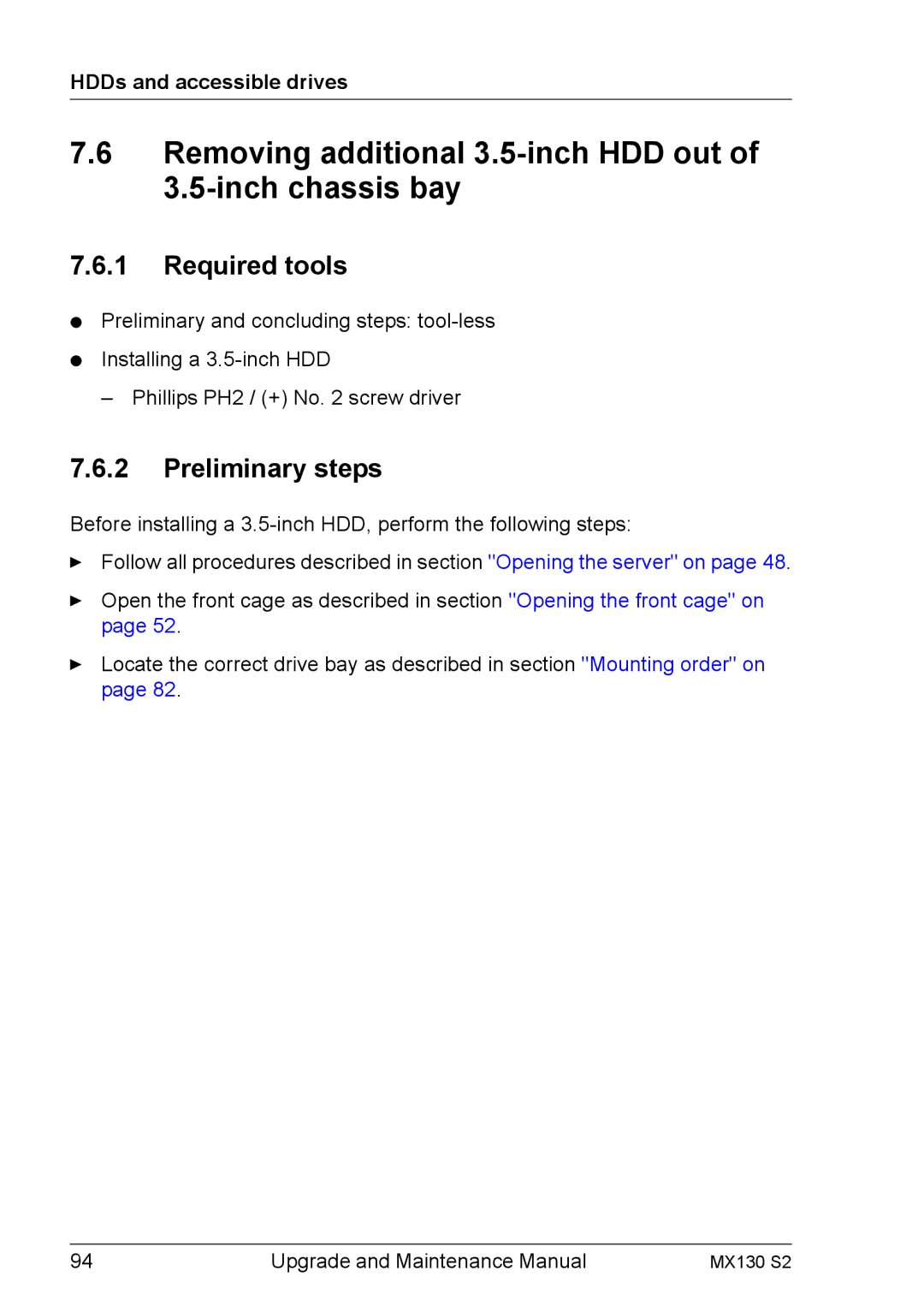 Fujitsu MX130 S2 manual Removing additional 3.5-inch HDD out of 3.5-inch chassis bay 