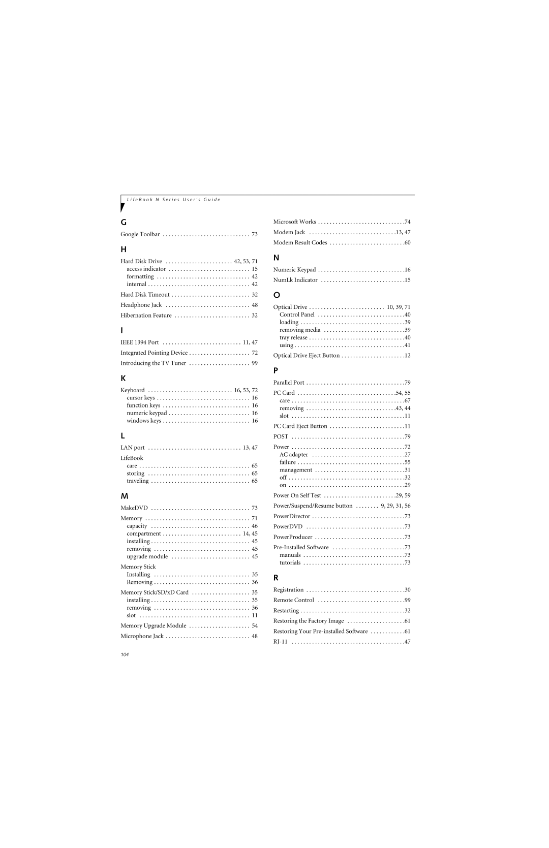 Fujitsu N6400 manual Google Toolbar 