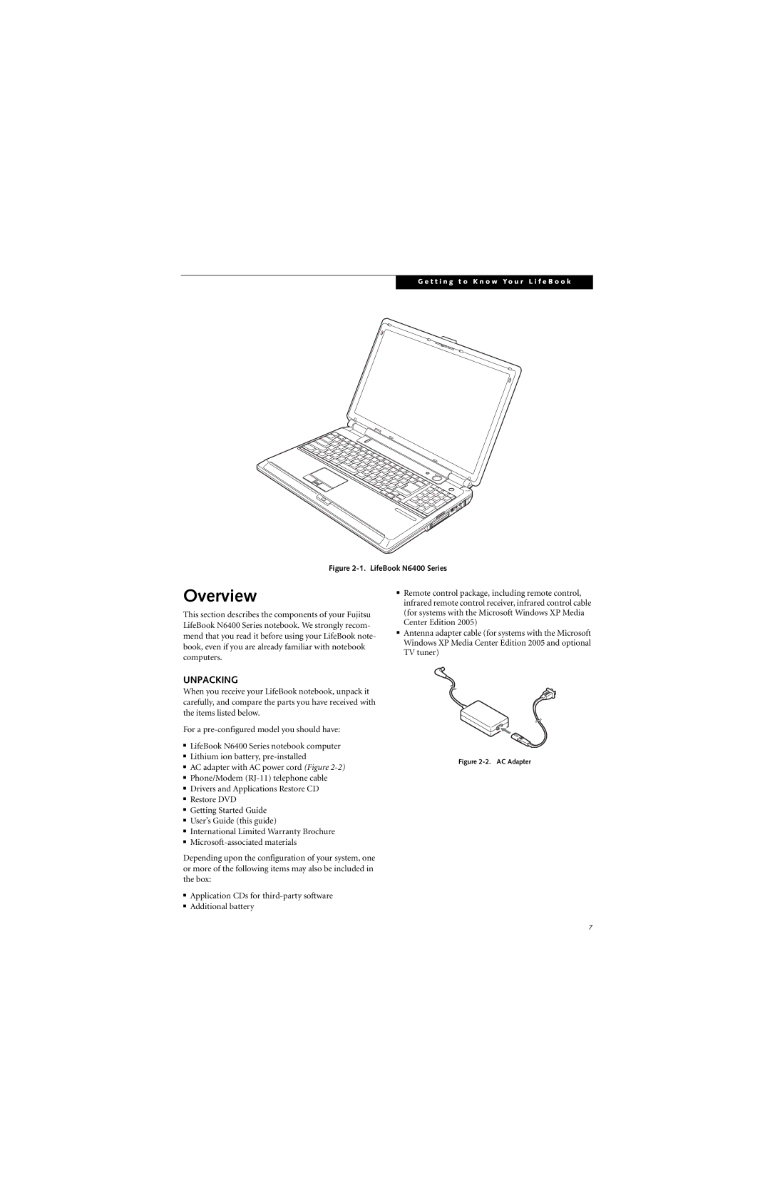 Fujitsu N6400 manual Overview, Unpacking 