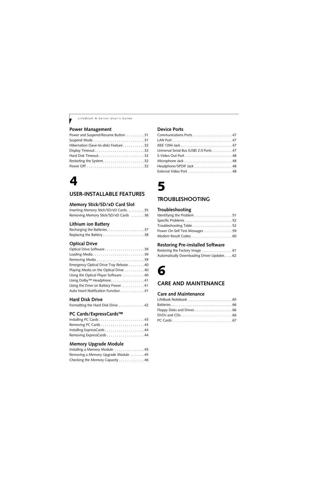 Fujitsu N6400 manual Troubleshooting 