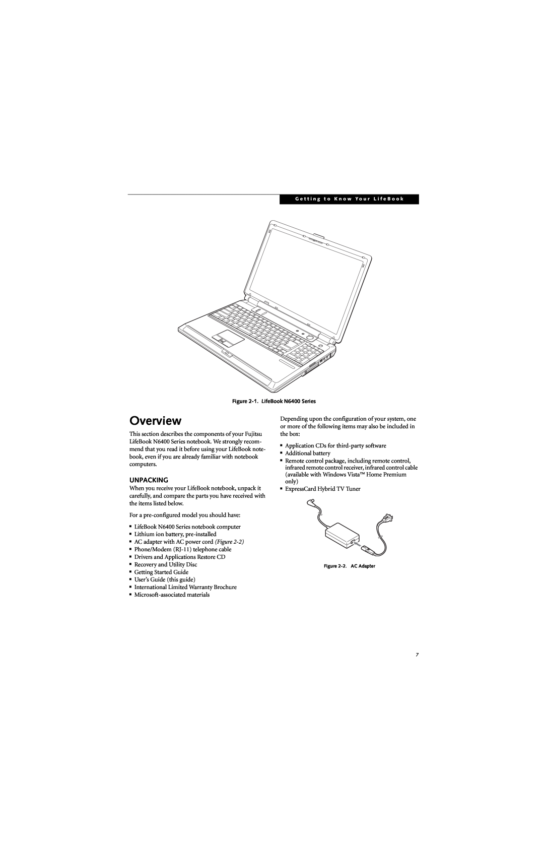 Fujitsu N6420 manual Overview, Unpacking 