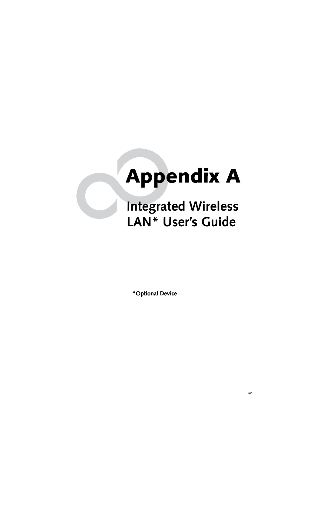 Fujitsu N6420 manual Appendix A, Integrated Wireless LAN* User’s Guide, Optional Device 