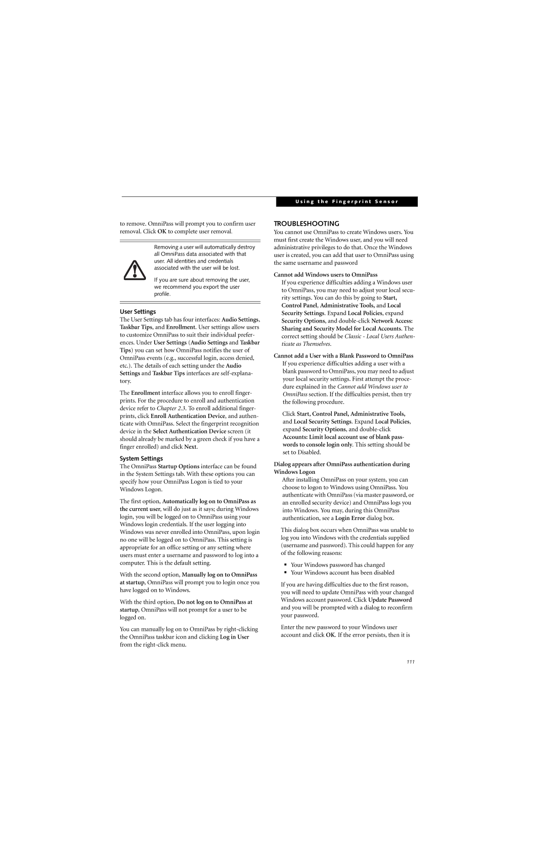 Fujitsu N6420 manual Troubleshooting, User Settings, System Settings 