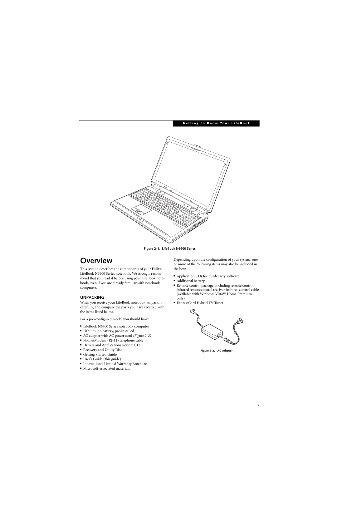 Fujitsu N6420 manual Overview, Unpacking 