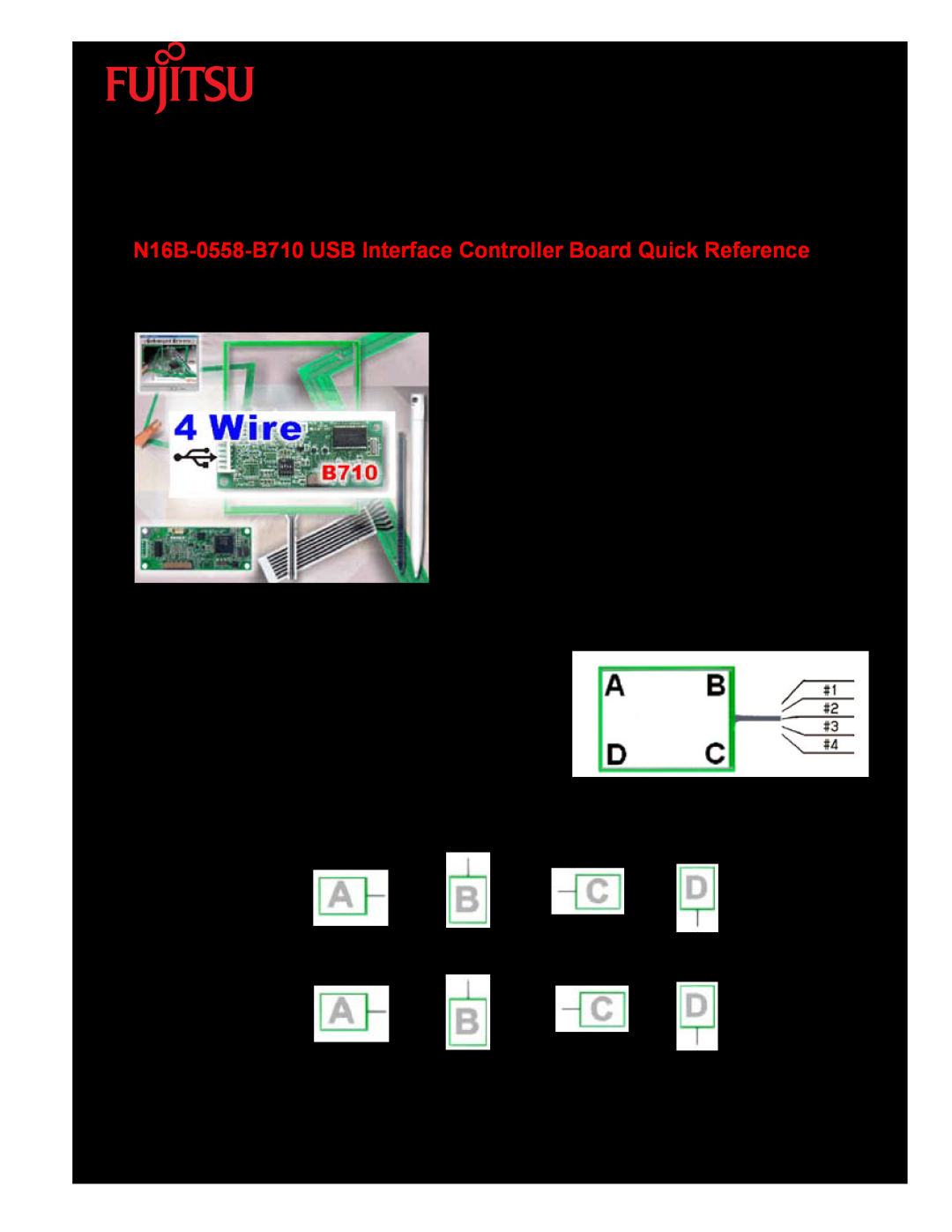 Fujitsu N6B-0558-B70 manual TOUCH PANEL CONTROL BOARD 4-WIRE USB, Wire Resistive Touch Panels 