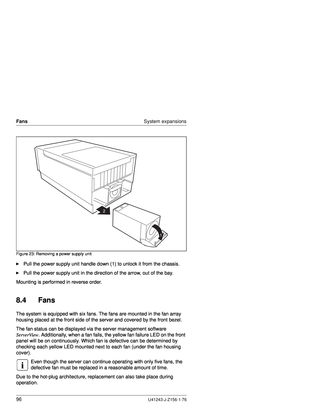 Fujitsu N800 manual Fans, System expansions 