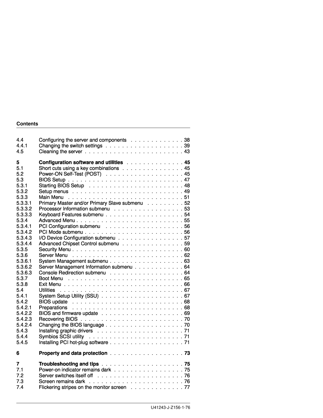 Fujitsu N800 manual Contents, Configuration software and utilities 