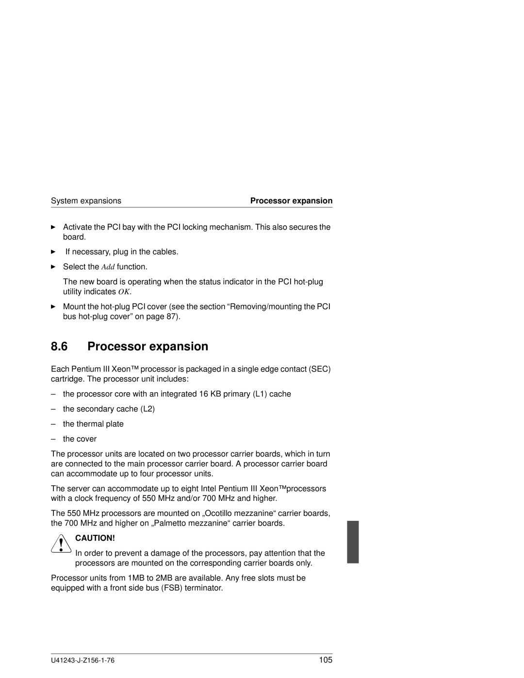 Fujitsu N800 manual Processor expansion 