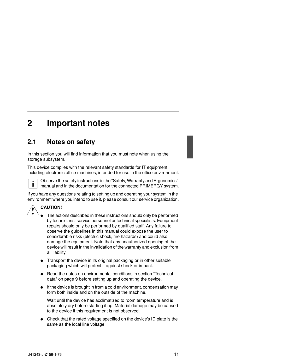 Fujitsu N800 manual Important notes 