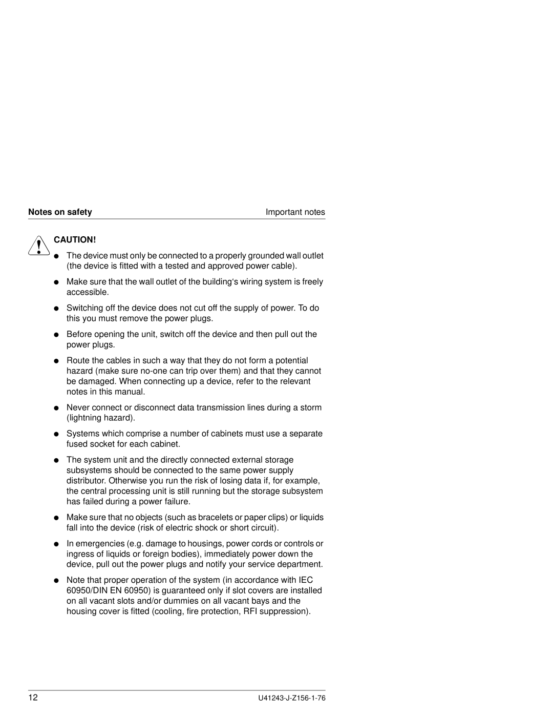 Fujitsu N800 manual Important notes 