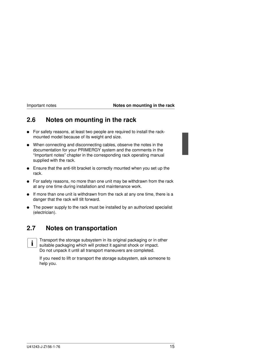 Fujitsu N800 manual Important notes 