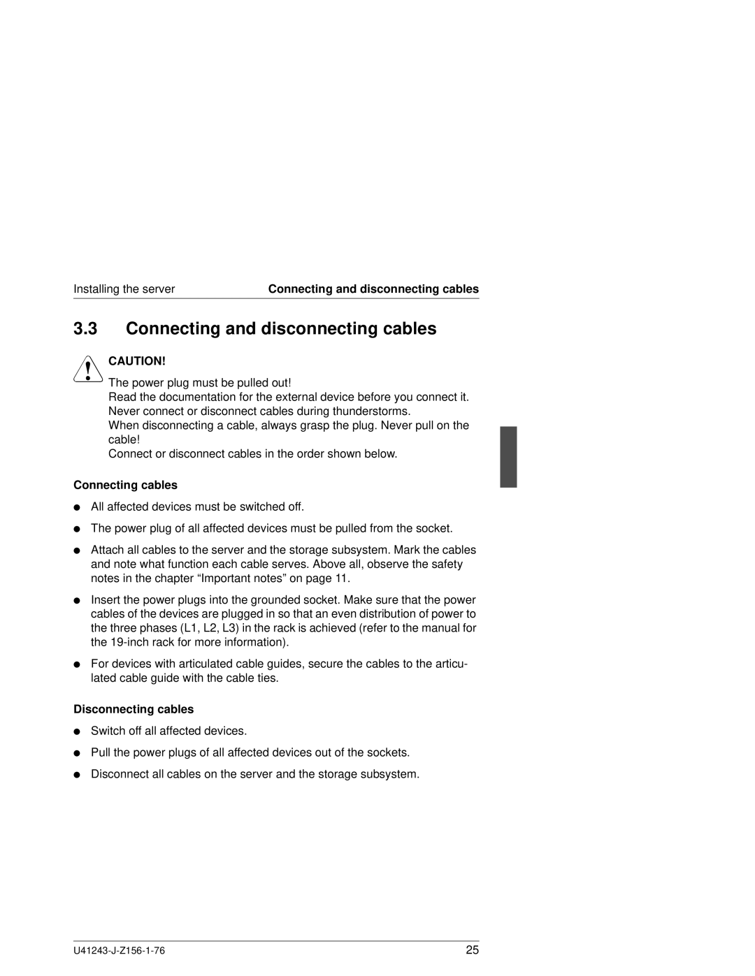 Fujitsu N800 manual Connecting and disconnecting cables, Connecting cables, Disconnecting cables 