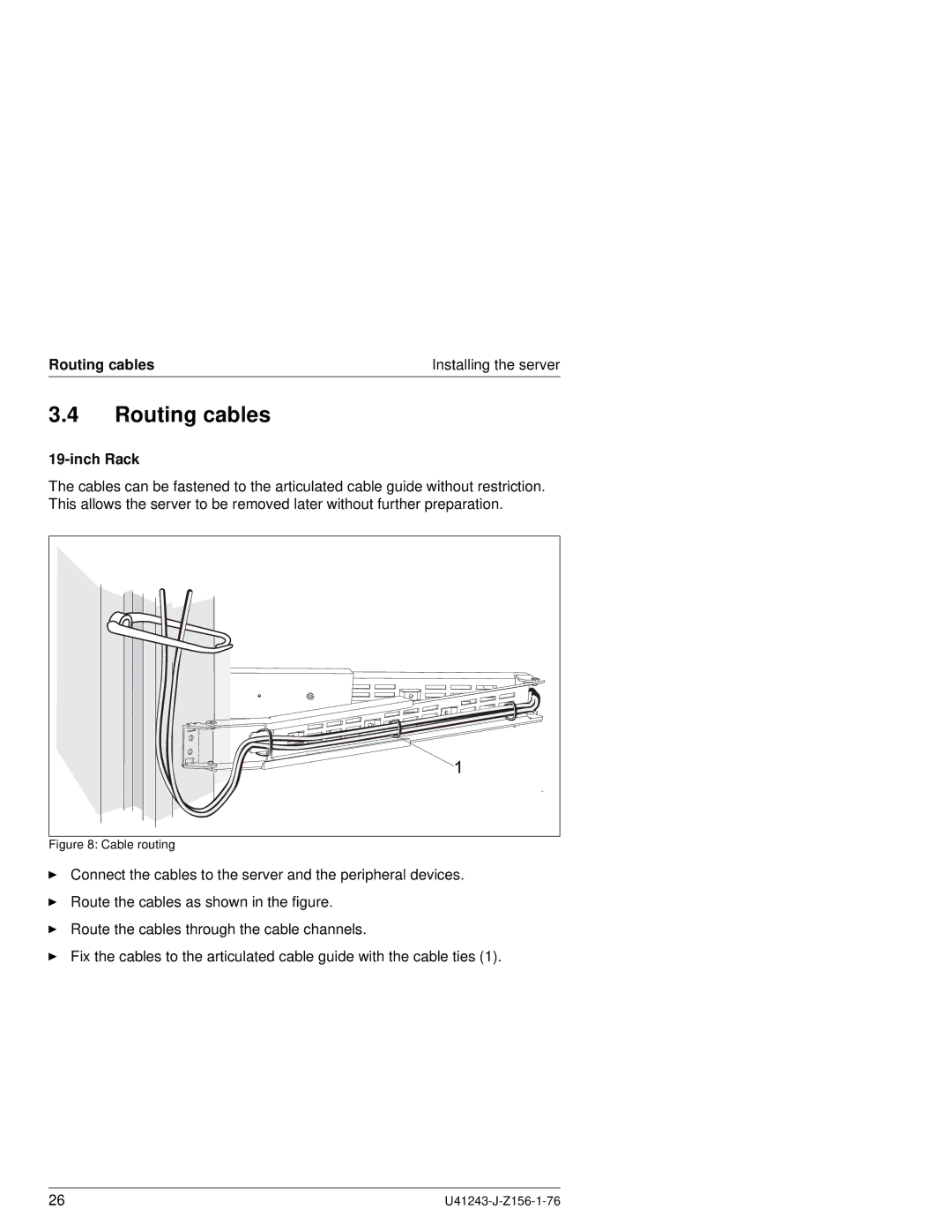 Fujitsu N800 manual Routing cables, Inch Rack 